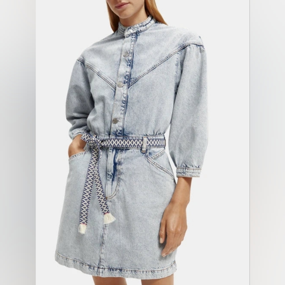 NWT | Scotch & Soda | Washed Denim Trucker Shirt Dress